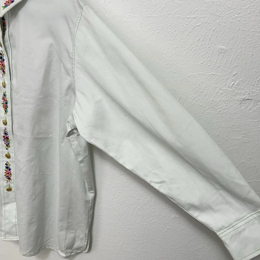 Bob Mackie Shimmery‎ Embroidered Kids Maypole Flowers White Shirt / Coat Wm's 1X
